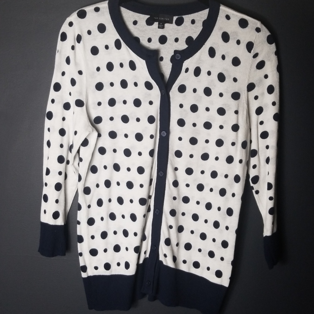Navy Blue & White Light Weight Cartigan Size Small